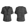 thumbnail image 4 of Womens T-shirts Zaewscy Women's Striped V-Neck Button Loose Casual Summer Short-Sleeve T-Shirt, 4 of 8