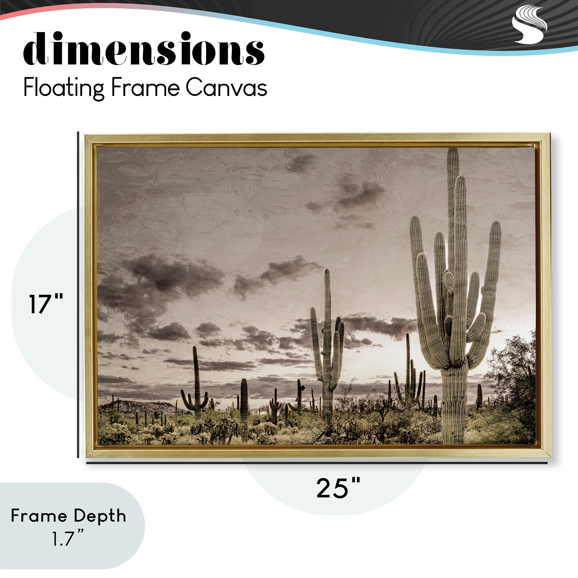 Stupell Industries Desert Sky Wilderness Gold Framed Floater Canvas Wall Art, design by Kim Allen