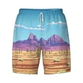 thumbnail image 4 of Lsque Mens Swim Trunks Pixel Desert Landscape Pattern - Bathing Suit Compression Liner - Beach Swim Shorts Swimwear - (S-3XL) - Stretch Quick Dry -X-Large, 4 of 9