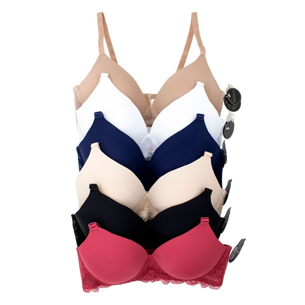 Paquete de Brasier Adda Lingerie Modelo Malena, Estilo cómodo sin varillas, Colores surtidos