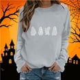 thumbnail image 2 of Dpjklzsn Women’s Halloween Ghost Sweatshirt, White Ghost Graphic Crewneck Pullover, Long Sleeve Casual Fall Sweatshirt Top, 2 of 5
