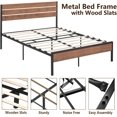 thumbnail image 6 of Rustic Queen Bed Frame with Headboard, Farmhouse Metal Platform, Wood Slat Support, Heavy-Duty, No Box Spring Needed, Under-Bed Storage, Rustic Brown, 6 of 9