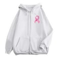thumbnail image 4 of Women's Cancer Awareness Zip Up Hoodie Long Sleeve Pullover with Pocket Casual Drawstring Sweatshirt, 4 of 6