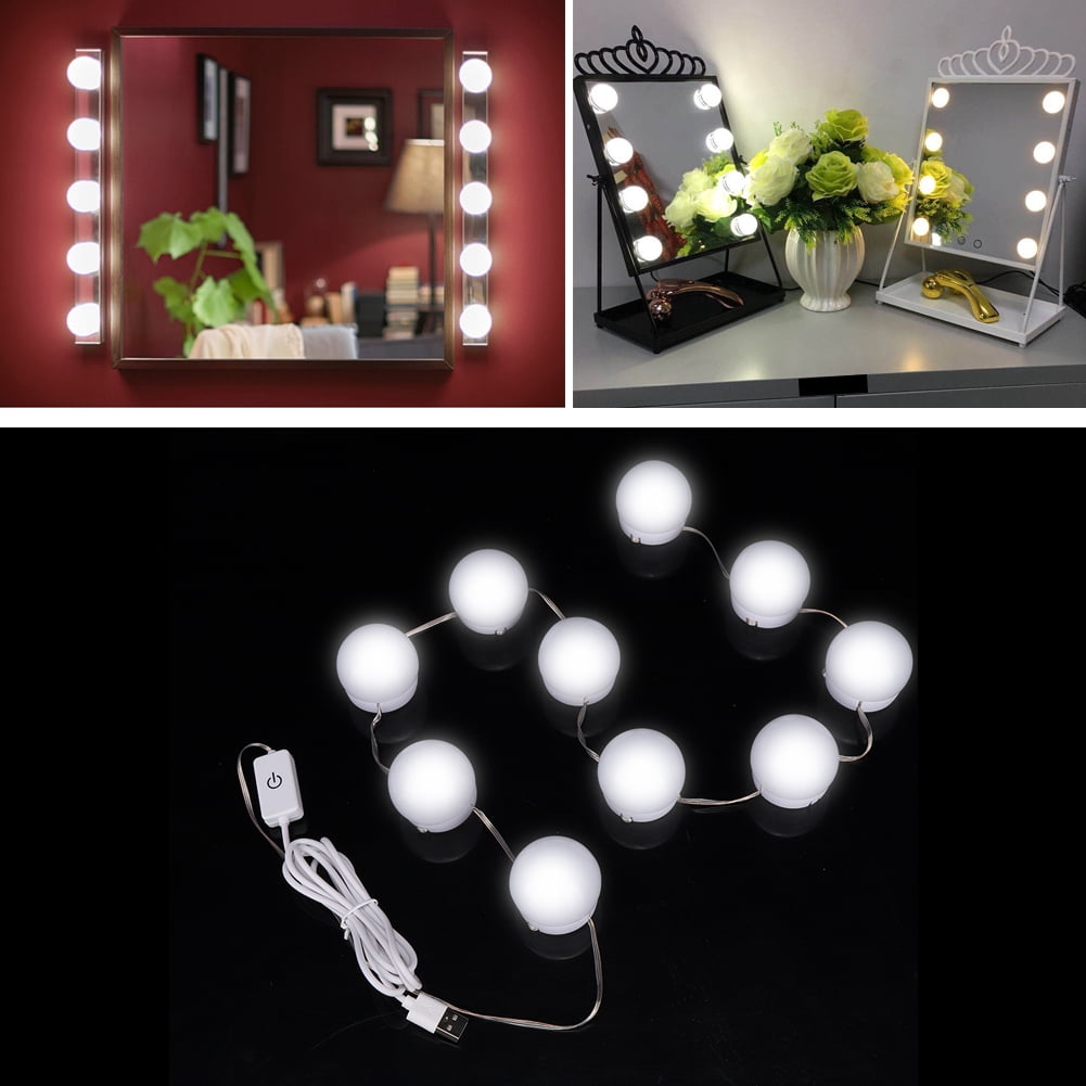 Kit Lumière LED Pour Miroir De Maquillage - 10 Ampoules Dimmables USB, Parfaite Pour Chambre, Salon Et Salle De Bain