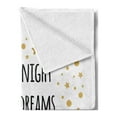 thumbnail image 2 of Saying Soft Flannel Fleece Throw Blanket, Cheerful Calligraphy Moon Stars and Dots Monochrome Night Motifs, Cozy Plush for Indoor and Outdoor Use, 50" x 60", Sand Brown Black, by Ambesonne, 2 of 5