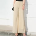 thumbnail image 4 of Travel Outfits Women Airport Women's Lightweight Chiffon High Elastic Waist Flowing Trousers Flared Straight Leg Women Wedding Culottes Wide Leg Cover up Pants Casual Pant Suits for plus Beige 2XL, 4 of 9