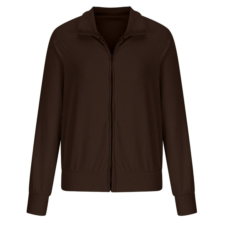 Hfyihgf Women Collared Full Zip Fall Sweater Solid Long Sleeve Athleisure  Cardigan Coat Trendy Loose Fit Jacket Outerwear(Dark Gray,XL)