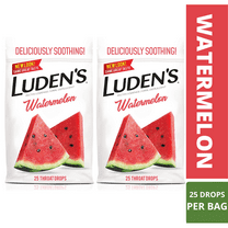 Luden's Deliciously Soothing Throat Drops, Watermelon Flavor, 25 Drops Per Bag, 2 Pack