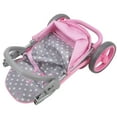 thumbnail image 2 of Cotton Candy Pink Twin Tandem Doll Stroller in Grey Polka Dots, Fits 2 Dolls Up to 18", 2 of 6
