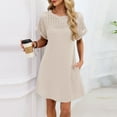 thumbnail image 6 of cocolona Womens T-shirt Dress Summer Short Sleeve Crew Neck Lace Patchwork Mini Dress Casual Solid Loose Sun Dress, 6 of 7