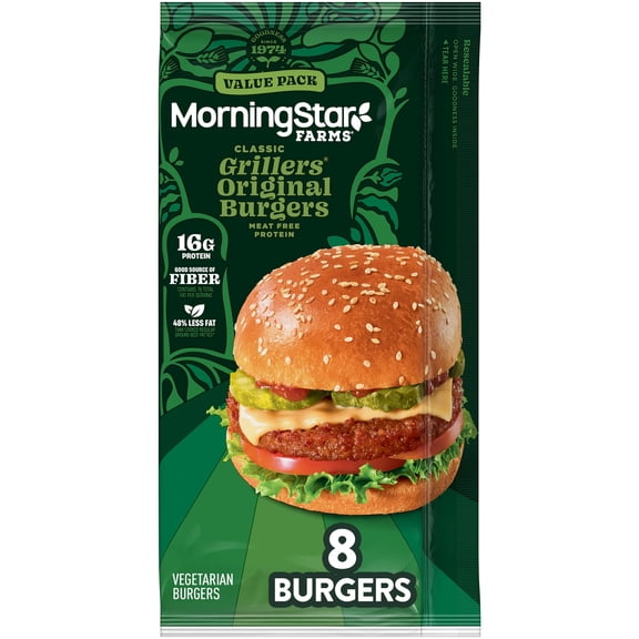 MorningStar Farms Classic Grillers Original Vegetarian, Meat Free, 18 oz, 8 Count Bag