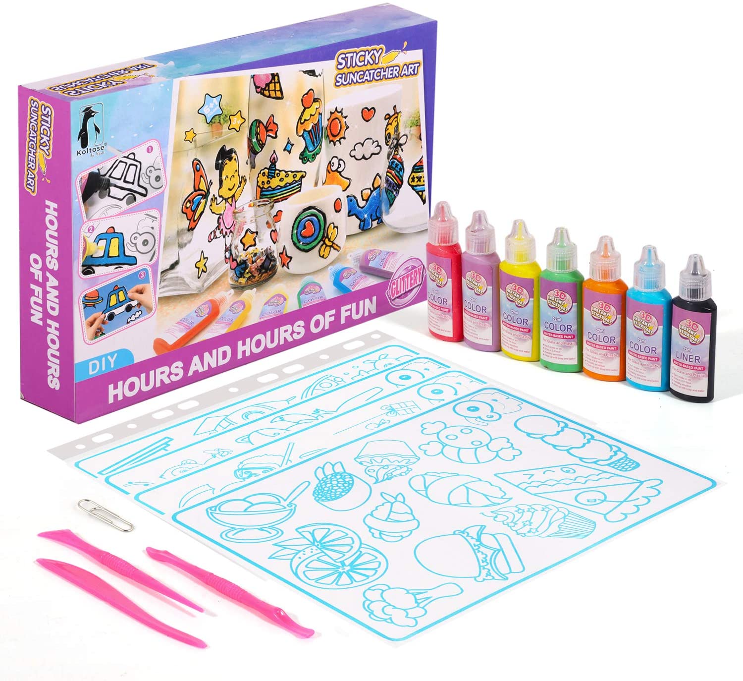 Koltose by Mash Sticky Suncatcher Art Craft Kit for Kids - Sun Catcher Window Art Craft Kit for Girls and Boys Ages 4 - 15, Ove