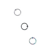 Tri Tone Nose Ring Set with 3 Studs,3 Hoops, Multi-Color, 6-Piece