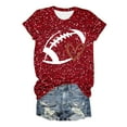 thumbnail image 4 of Fshinging Football Shirts for Women Short Sleeve Tops Summer Sequin Football Graphic T Shirts y2k Glitter Crew Neck Ladies Pullover Tees, 4 of 5