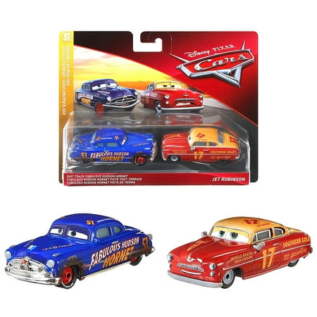 Drag Racing Diecast Cars Dirt Track Hudson Hornet & Jet Robinson Doc's Racing Days Disney Cars Diecast 1:55 Scale ()