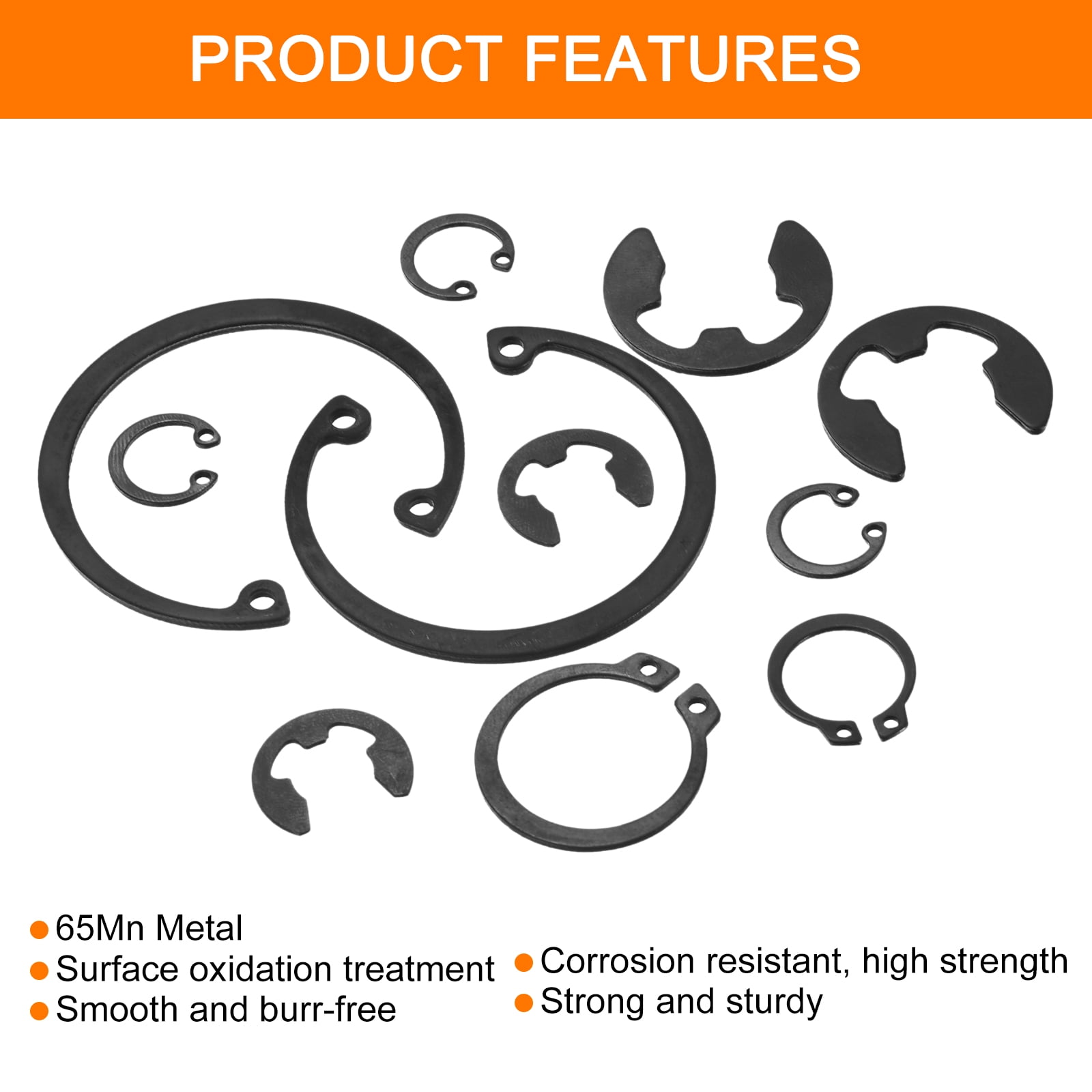 Uxcell 450Pack Circlip Snap Rings Set, 18 Sizes Include External Retaining Clip Ring, E-Clip Circlip, Internal Snap Ring