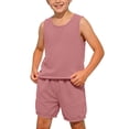 thumbnail image 3 of Lumosvexa Girls Outfit Sets 2 Piece Sleeveless Tank Tops and Elastic Waist Shorts Kids Summer Daily Comfort Clothes Pink Size 7-8, 3 of 8