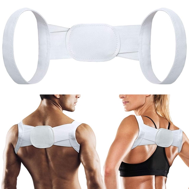Posture Corrector For Women Men Back Brace Pain Relief Shoulder Support Adjustable Back Straightener (White)