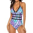 thumbnail image 2 of NICKSUN Maillot de Bain une Pièce pour Femmes Contrôle du Ventre Maillot de Bain Modeste Col en V, 2 of 9