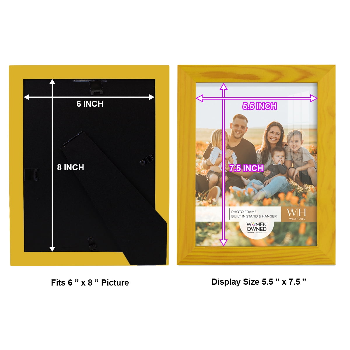 Woodgrain 6 in. x 8 in. Sunflower Yellow Picture Frame