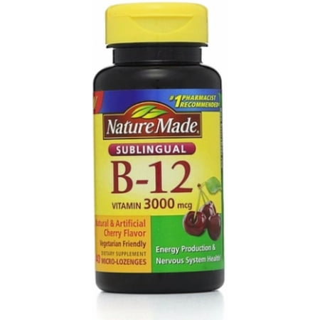 Nature Made Vitamin B-12 3000mcg, Sublingual Lozenges, Cherry 40 ea (Pack of 2)