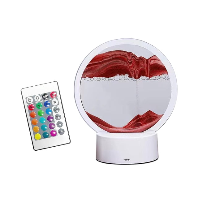 Lámpara de reloj de arena decorativa con luz de noche de arena que fluye en 3D Pintura de arena movediza dinámica Rojo Zulema Imagen de arena dinámica