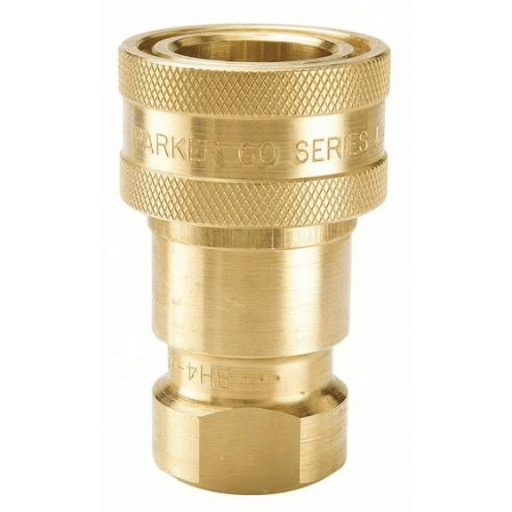 Hydraulic Quick Connect Hose Coupling, Brass Body, Sleeve Lock, 1/8"-27 Thread Size, 60 Series