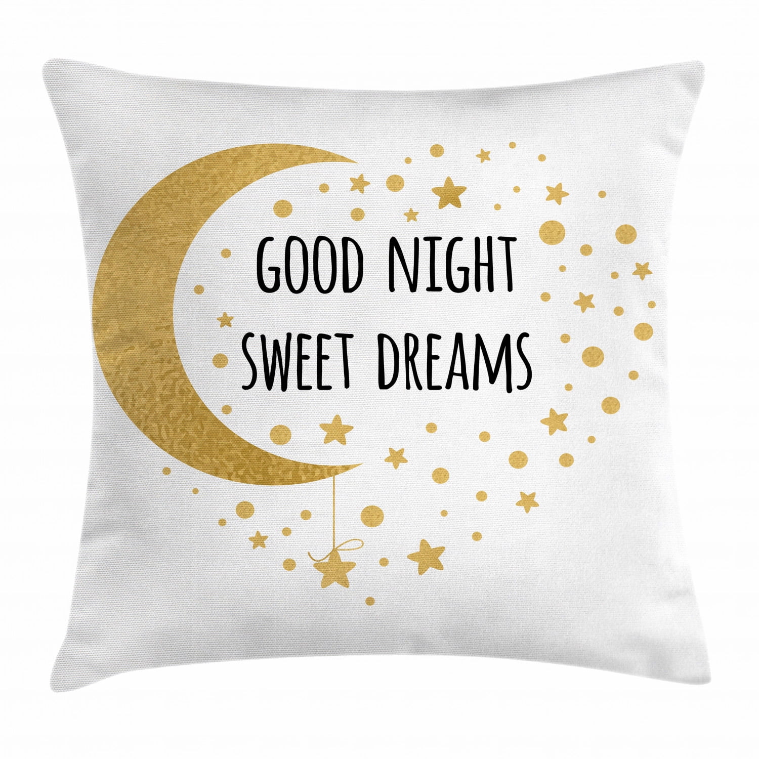 Sweet Dreams Throw Pillow Cushion Cover, Cheerful Calligraphy with Moon