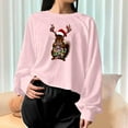 thumbnail image 6 of Craaazy Christmas T-Shirts For Women Funny Christmas Printed Casual Round Neck Long Sleeved Pullover Crop Tops Womens Tops, 6 of 6
