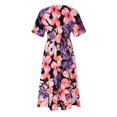 thumbnail image 5 of Mefallenssiah Mode Femmes Été Casual Manches Courtes V Cou Impression Robe, 5 of 5