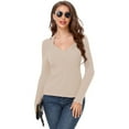 thumbnail image 3 of Yesfashion Women's V Neck Criss Cross Twisted Front Knitted Long Sleeve Sweater Twist Pullover Tops, 3 of 5