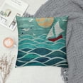 thumbnail image 2 of Nawypu  Nautical Throw Pillow Cushion Cover, Theme Paper Boat Sea Happy Dolphins Underwater Animals Ocean, Decorative Square Accent Pillow Case,, 2 of 5