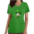 thumbnail image 3 of lcziwo 2025 Scrub Tops for Women St. Patrick's Day Stretchy Scrubs Summer Casual V Neck Shrits Holiday Short Sleeve Work Top with Pockets Green S Weekly Prime, 3 of 5
