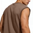 thumbnail image 7 of USNSM (M-5XL) Mens Big and Tall Workout Tank Tops Cotton Cut Off Sleeveless Muscle Shirts Gym Athletic Running T Shirt Brown XL, 7 of 7