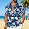 thumbnail image 1 of Ceisia Men's Tropical Floral Print Short Sleeve Button Down Hawaiian Shirt for Beach Vacation Blue L Gifts, 1 of 7