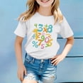thumbnail image 2 of Girls STEM Math T-Shirt, White Educational Number Print Top for Kids, Soft Polyester Spandex Blend Short Sleeve Tee, Back to School Shirt Ages 3-12,Size 4-5T, 2 of 4