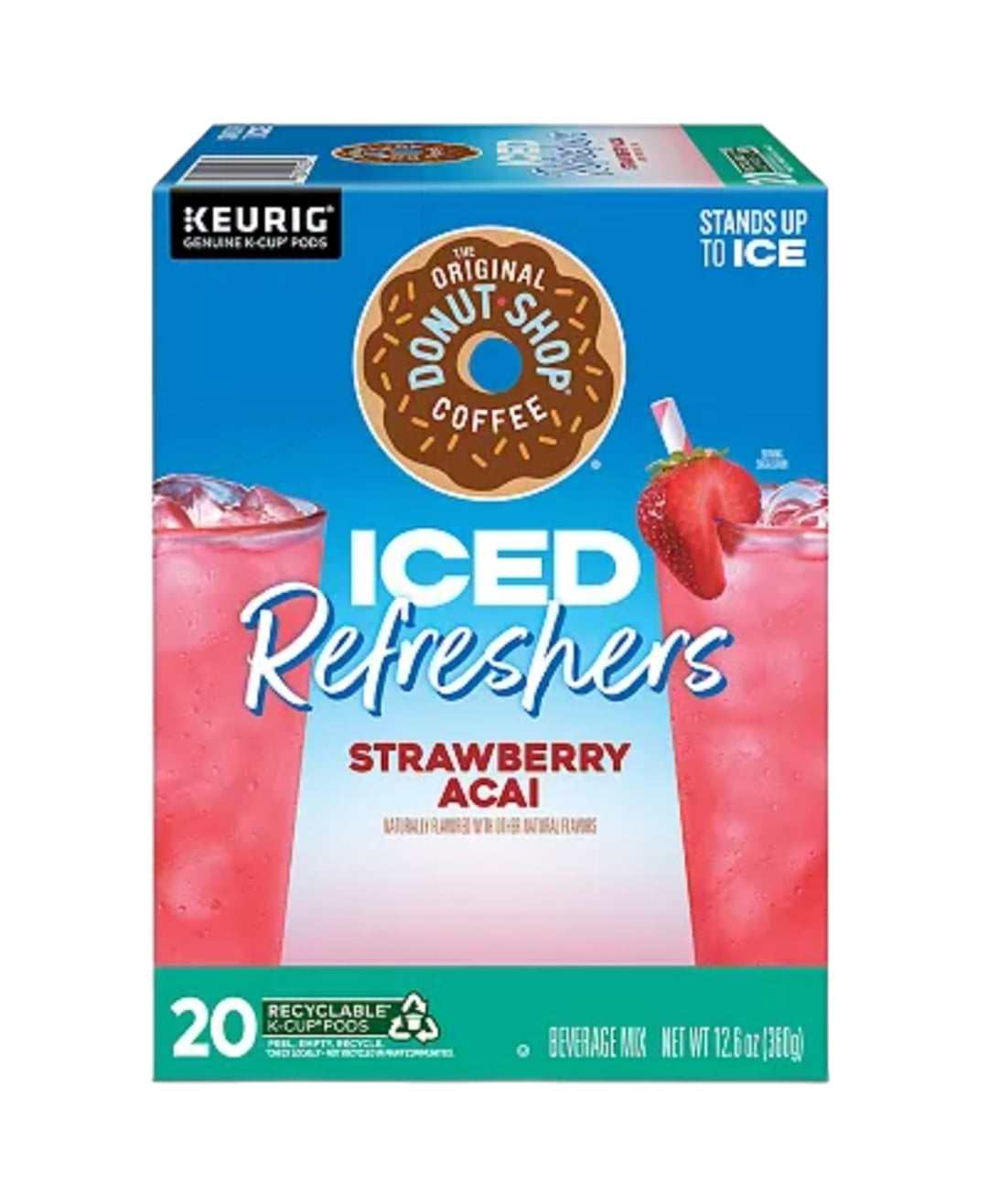 The Original Donut Shop Iced Refreshers Strawerry Acai K Cups Pods 40 Total