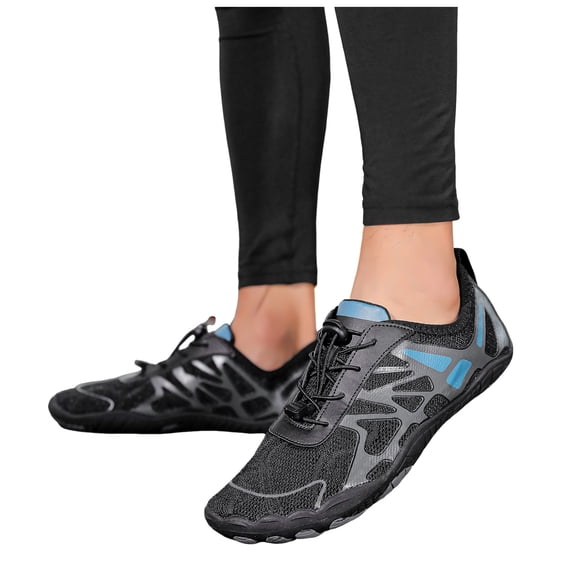 Barefoot Shoes for Women Mens QuickDry Water Shoes Lightweight Non Slip Athletic Hiking Shoes Breathable Slip On Sneakers Black Size 9.5