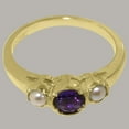 thumbnail image 6 of LBG British Made 14k Yellow Gold Natural Amethyst & Cultured Pearl Womens Anniversary Ring - 33 size options - Size 5, 6 of 7