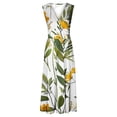 thumbnail image 4 of QIPOPIQ Robe Longue Portefeuille d'Été pour Femme Décontractée Bohème à Fleurs à Col en V Sans Manches à Ourlet Volanté Robe Longue de Plage Liquidation d'Été, 4 of 5