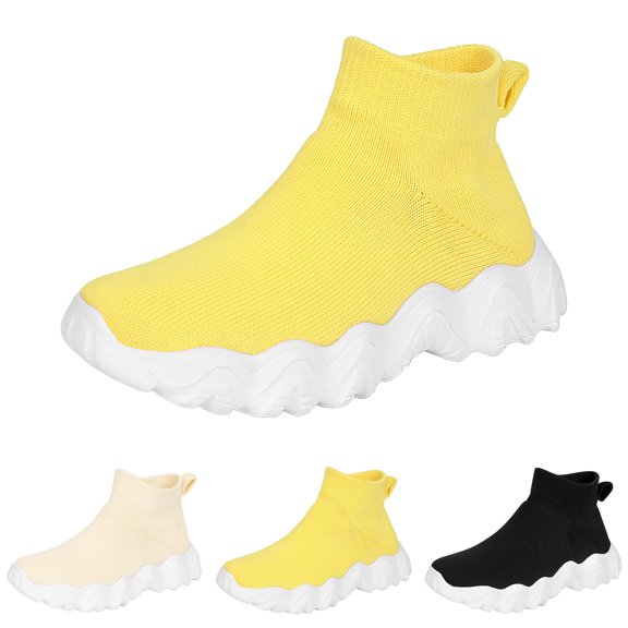 Modisza 4.5-14Y Kids Sock Shoes Comfortable Walking Sneakers Slip on Knitted Upper Workout Shoes Boys and Girls School Sports Sneaker