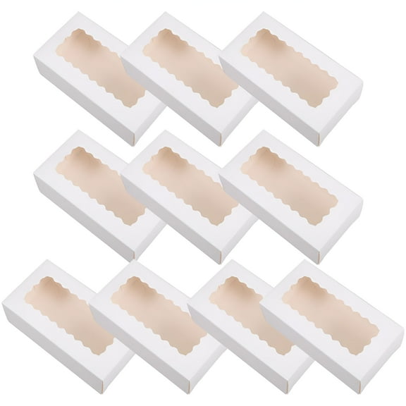 CCOCC 10pcs White Bakery Boxes With Window Large Cookie Box Treat Boxes Strawberries Chocolate Pies Muffins Pastries Desserts Box For Wedding Valentine's Day