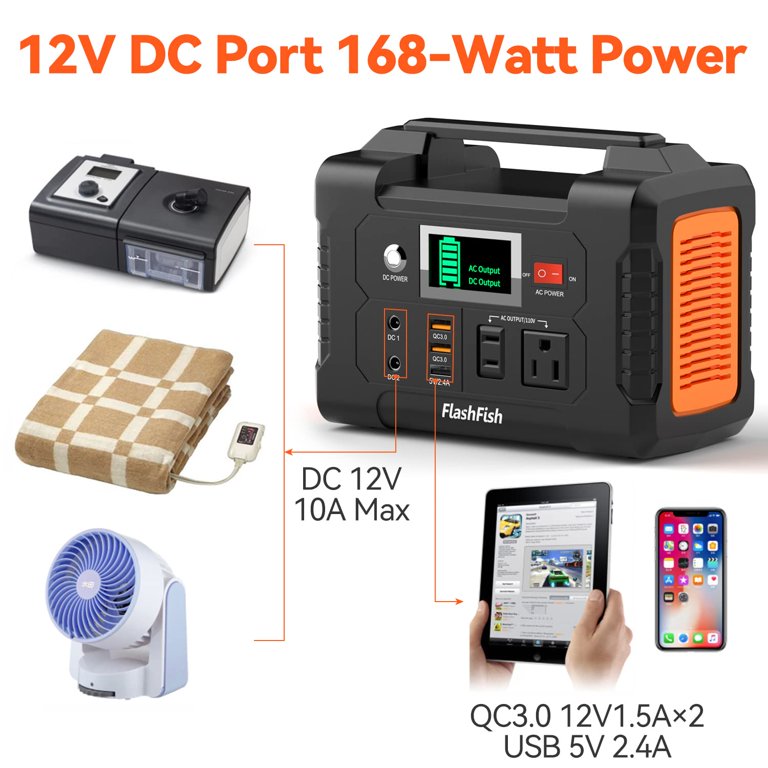 FlashFish ポータブル電源 40800mAh 200W 200W Portable Power Station, FlashFish 40800mAh Solar