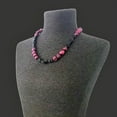 thumbnail image 2 of Handmade Fuchsia & Magenta Pink Baroque Pearl w/ Black Onyx Bead Short Necklace for Women by Isabella Jewelry, 2 of 6