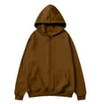 thumbnail image 4 of Mohiass Zip Up Hoodie Casual Cute Oversized Drawstring Womens Hoodie Y2k Fall Winter Long Sleeve Solid Fashion Zipper with Pockets Brown M, 4 of 5
