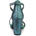 thumbnail image 3 of Sandalias De Tacón Cuadrado Correa Cruzada Con Purpurina Para Mujeres Verde 37 Allegra K, 3 of 6