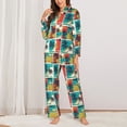 thumbnail image 2 of Hirioo Colorful Hawaii Palms for Women's Pajama Sets 2 Piece Pjs Women's Long-Sleeved Pajama Set Button Down Sleepwear,S-XXL-X-Large, 2 of 7