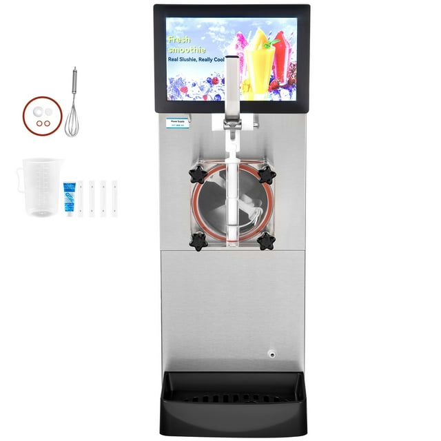 KFFKFF Industrial Slushie Maker, Single Chamber of 8L / 2.1 Gal, Chilling and Freezing Functions, 1050W Stainless Steel Construction,Suitable for Parties, Cafes, Restaurants, Bars, and Home Use