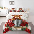 thumbnail image 3 of Manfei Cute Highland Bull Queen Comforter Set, Christmas Poinsettia Flower Bedding Sets, Rustic Farmhouse Reversible Bedding Comforter Set, Lightweight Room Decor, 3 Pieces, 3 of 8