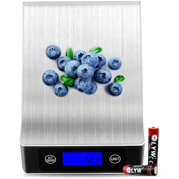 Food Scale, 11lbs/5kg Digital Kitchen Scale Weight Grams and oz for Cooking Baking, Stainless Steel 1g/0.03oz Precise Graduation Digital Gram Scale for Kitchen, 7 Units with Tare Function,LCD Display
